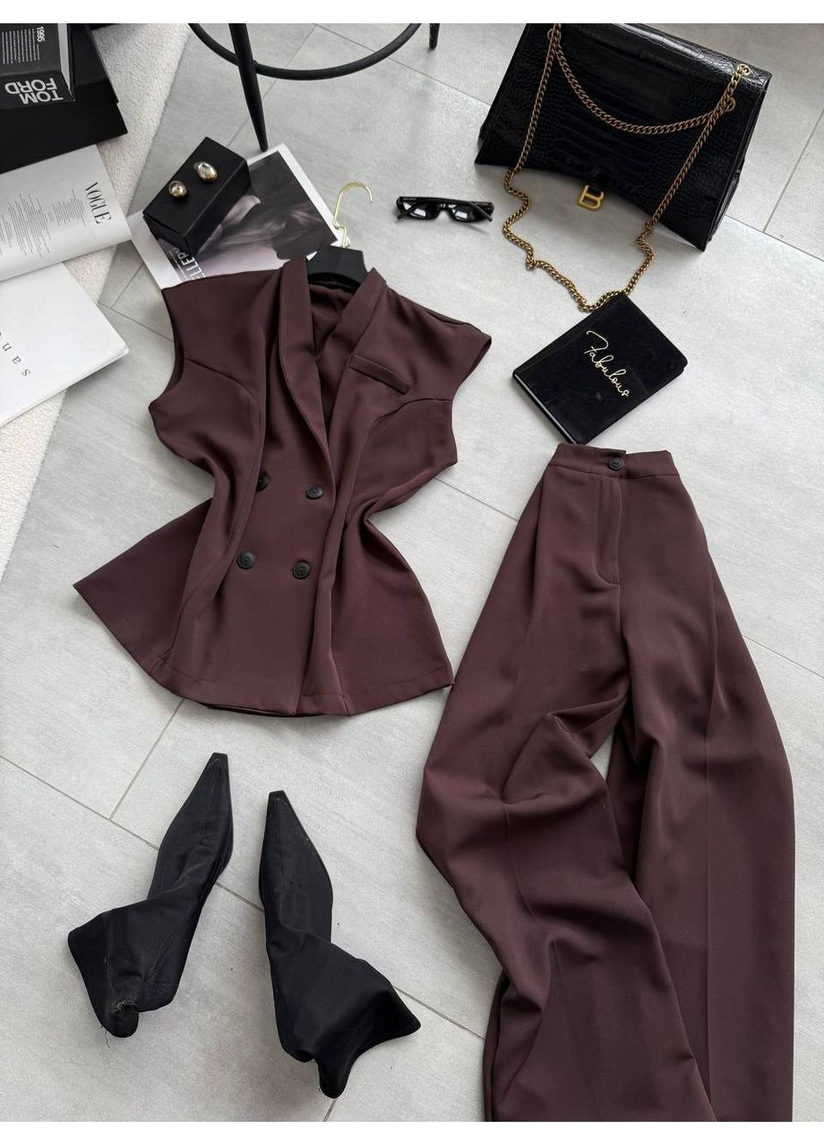 Костюм (жилет, штани), колір Коричневий Fashion (361668213)
