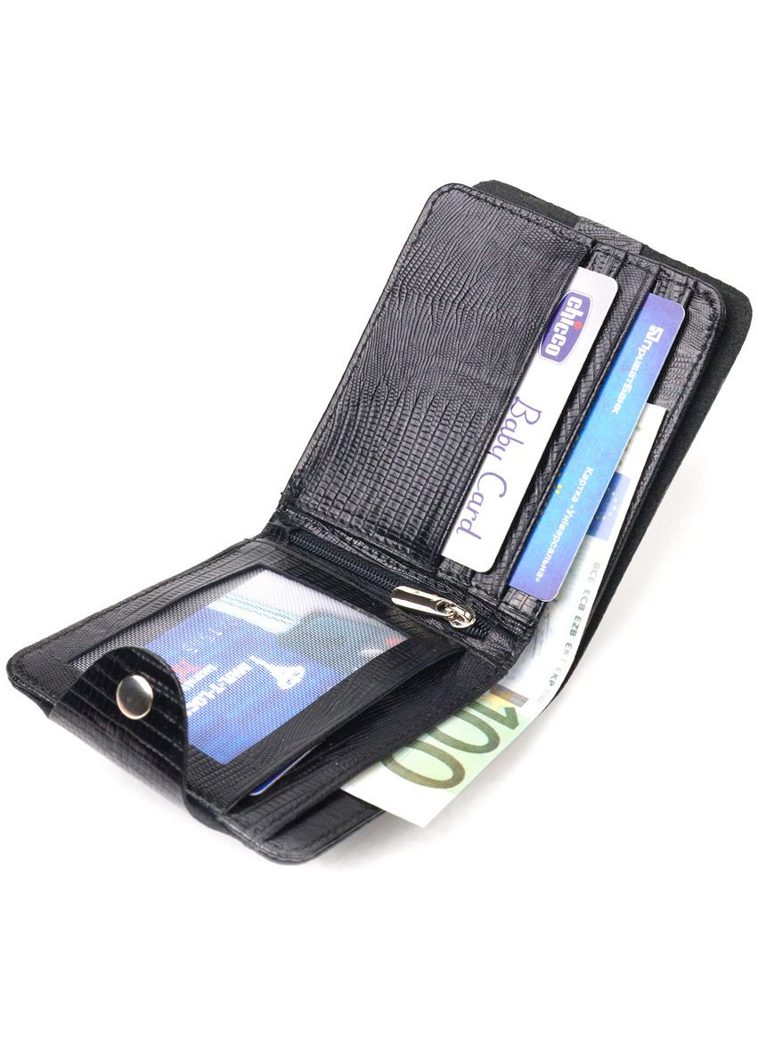 Портмоне для мужчин в два сложения из натуральной фактурной кожи 21575 Черное Canpellini (331906995)