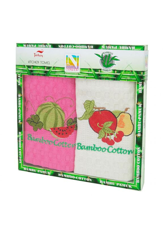 Nilteks набор полотенец кухонных bamboo cotton - арбуз-фрукты роз-бел 40*60 (2 шт) розовый производство -