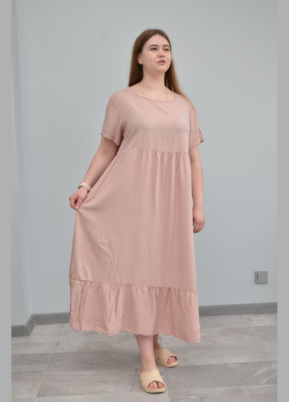 Рожева жіноча сукня, короткий рукав (різні кольори) No Brand однотонна