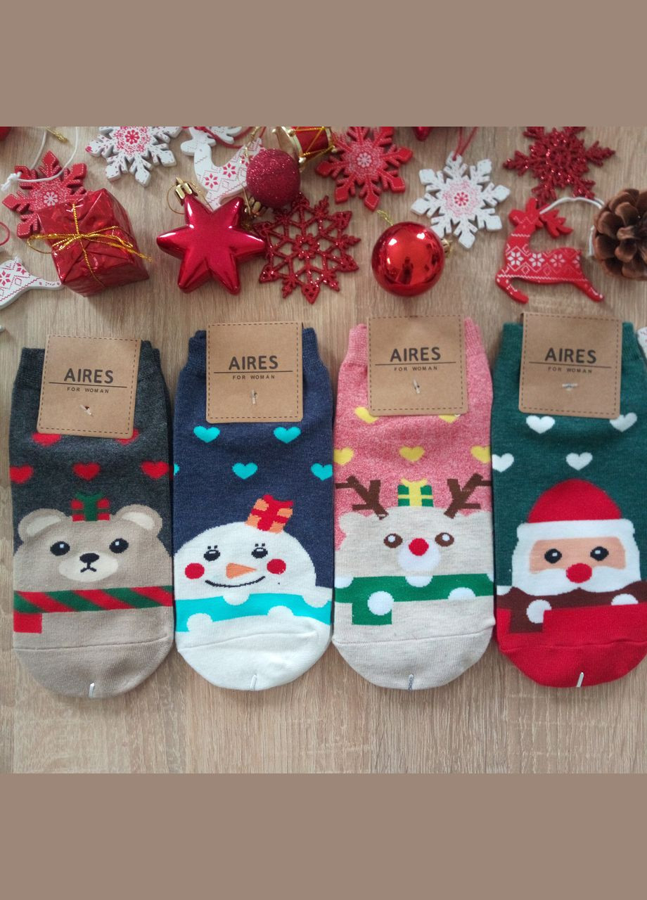 Комбіновані новорічні шкарпетки різдвяні комплект 4 пари шкарпеток honey fashion accessories 35-38р (1-91/2) новорічні (313453420)