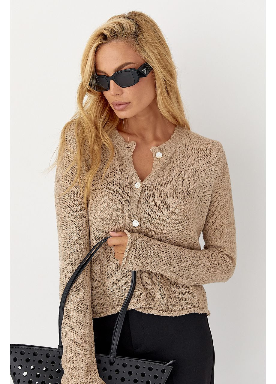 Кофейный демисезонный кардиган Lurex