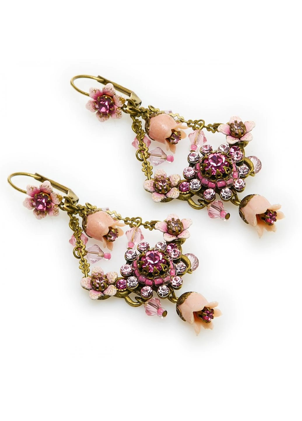 Сережки-підвіски "Вінтажна Пишність" з рожевими кристалами Swarovski Michal Negrin (346262964)