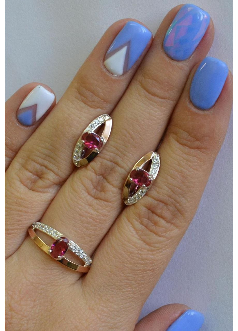 Срібний гарнітур з накладками із золота Silver Style (367268294)