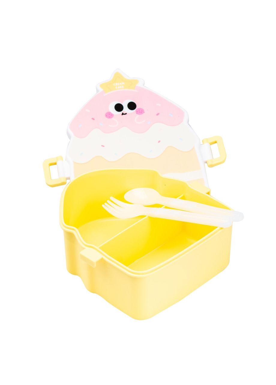 Детский ланч-бокс с вилкой и ложкой 950 мл пластиковый контейнер для еды на две секции ProDobro (364190743)