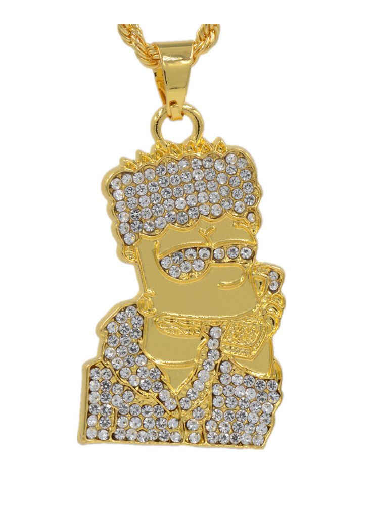 Подвеска золотая No Brand Bart Simpson Gold Bling Chain (356677750)