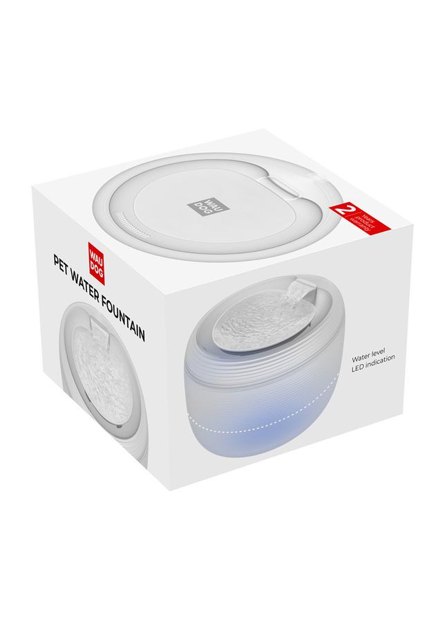 Фонтан-поїлка для собак і котів автоматичний WAUDOG з підсвіткою, 2,5 л, білий No Brand (363197683)