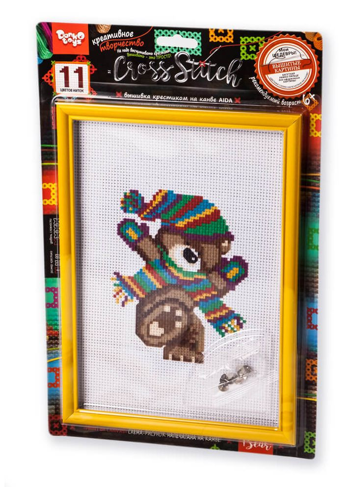 Набор "Вышивка крестиком CROSS STITCH" VKB-01 Мишка в шапке Вид 11 Danko Toys (292707960)