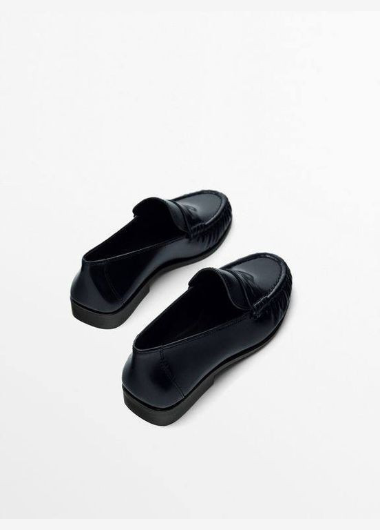 Жіночі шкіряні лофери Massimo Dutti | темно-сині (314795604)