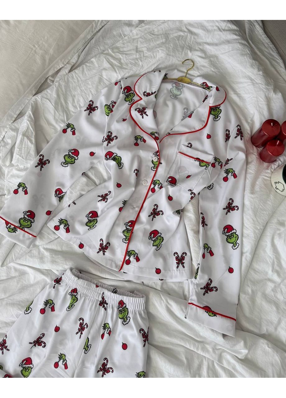 Зелена всесезон мила піжама з принтом сорочка + брюки Adelante