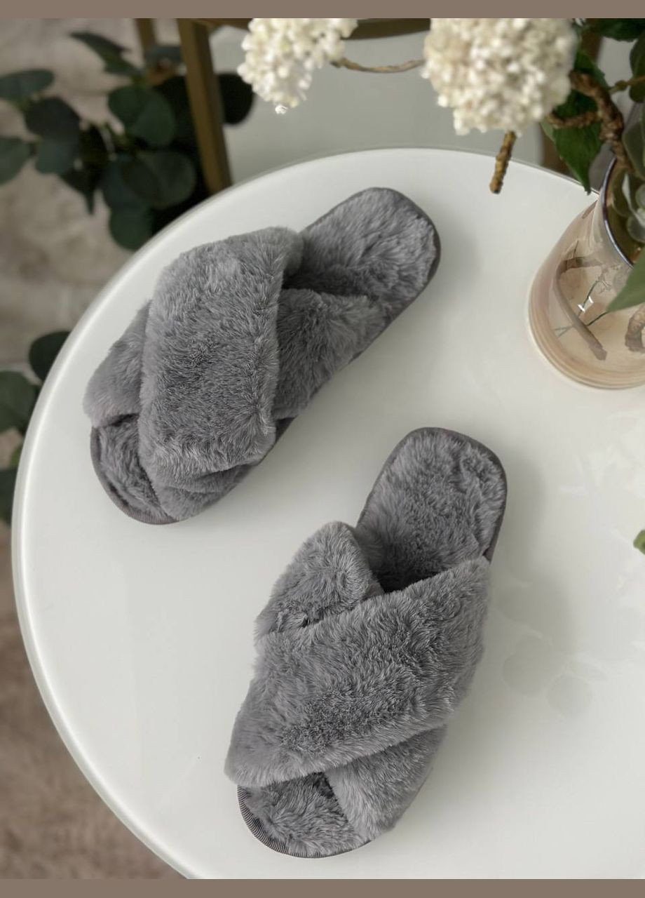 Серые тапочки комнатные No Brand