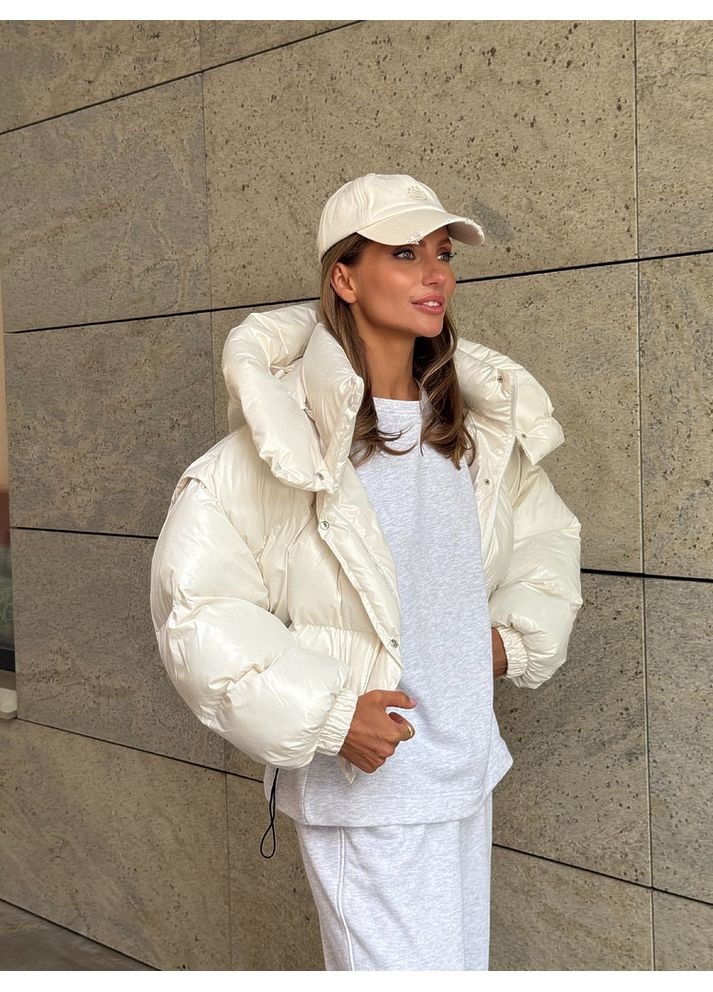 Молочная зимняя женская куртка укроп-пуфер transformer (mil633) milirud