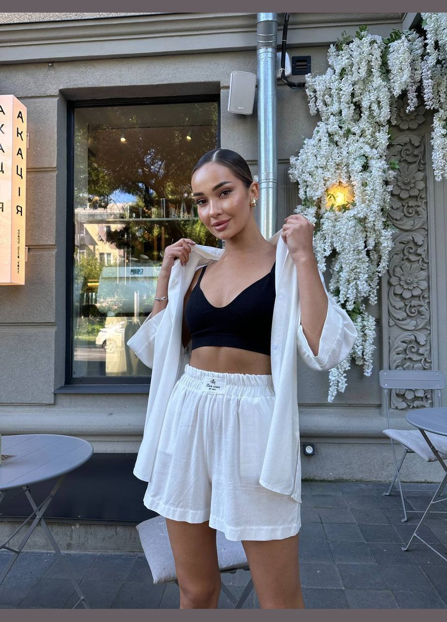 Женский повседневный костюм с шортами молочного цвета 32897 Fashion (330597330)