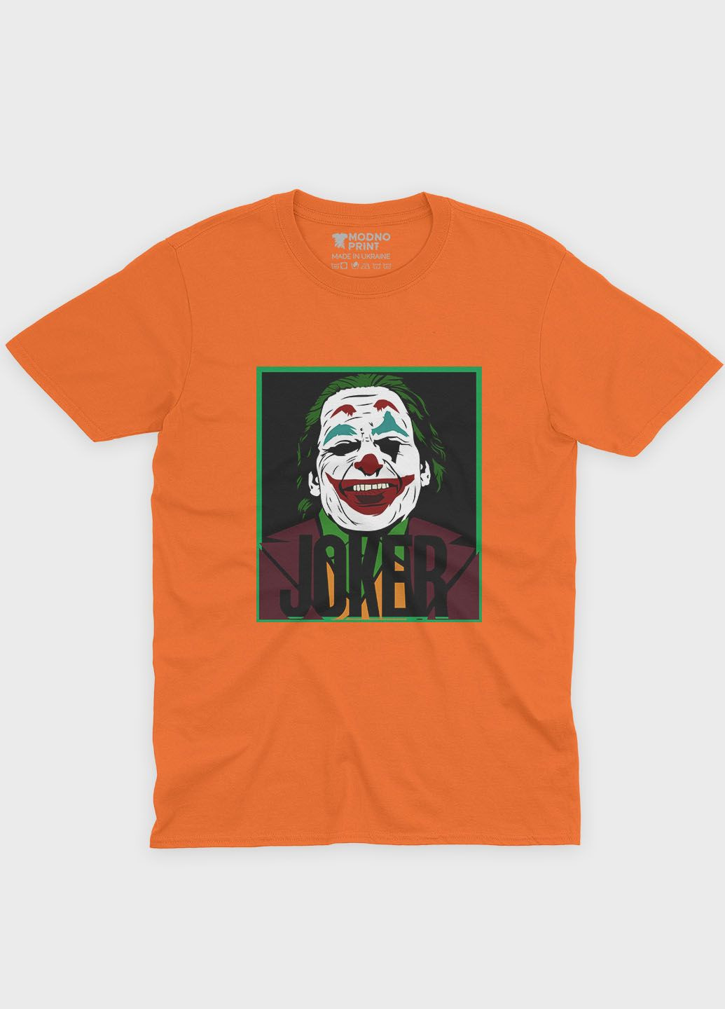 Помаранчева демісезонна футболка для хлопчика з принтом суперзлодія - джокер (ts001-1-ora-006-005-019-b) Modno