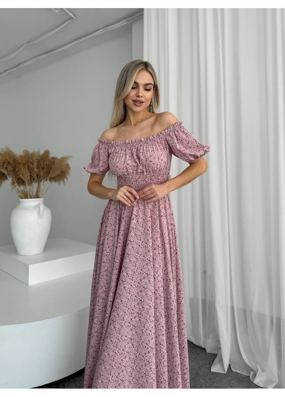 Лавандова святковий, вечірня, кежуал жіноча сукня максі а-силует Style Point з квітковим принтом