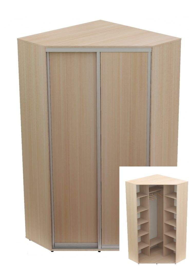 Шкаф-купе двухдверный угловой 130*130*220 см Дуб молочный 2 двери ДСП Угол-3 Алекса (360442669)