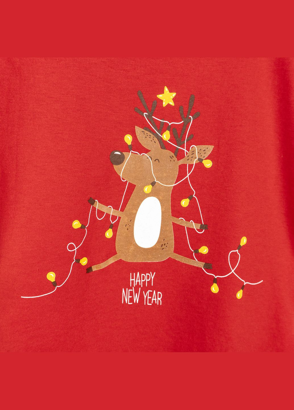 Червона демісезонна футболка дитяча новорічна з принтом оленя deer dexter's