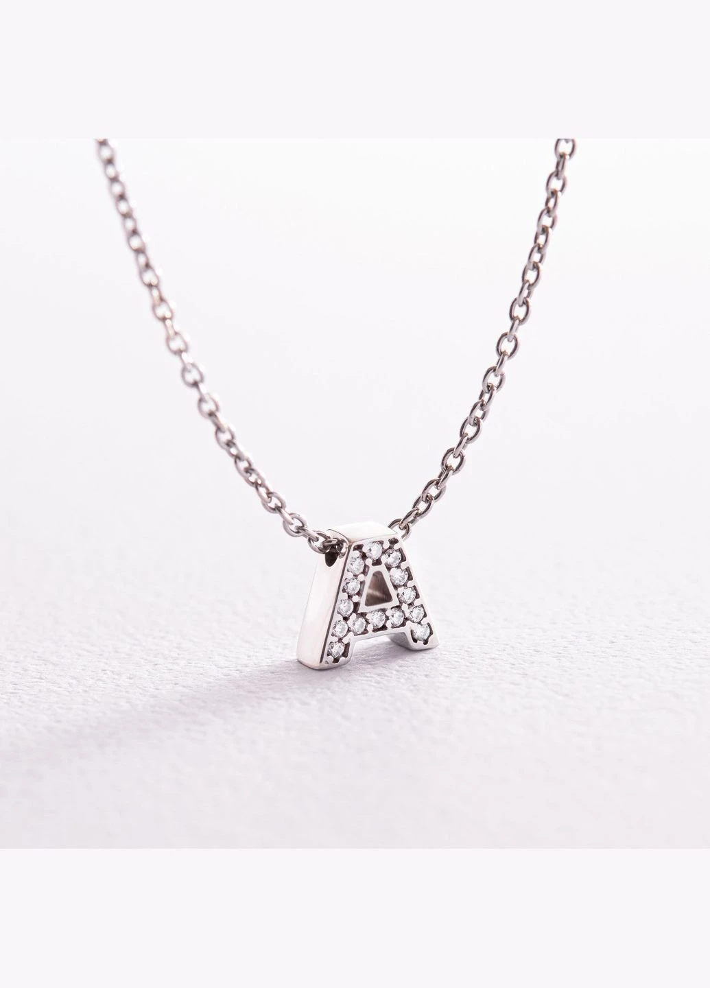 Серебряное колье с буквой А с фианитами 1103 А 45 Oniks (264392849)