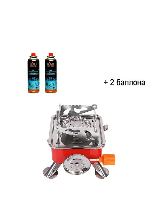 Туристичний газовий пальник з 2 балонами 220г для кемпінгу та відпочинку на природі потужна компактна плита ProDobro (365442711)