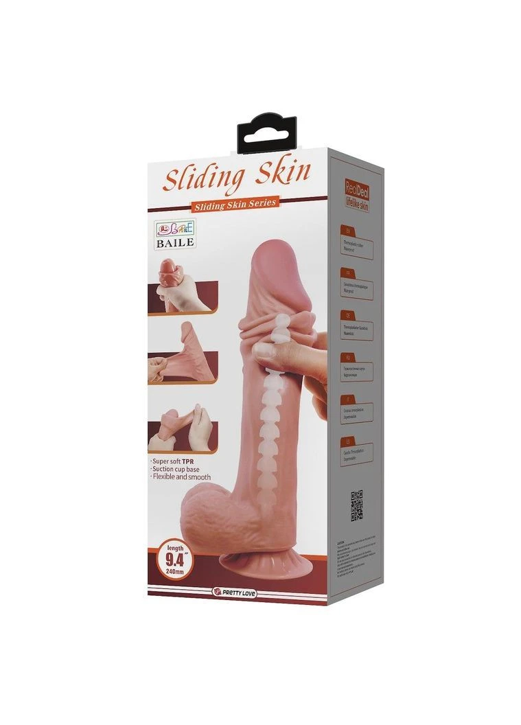 Фалоімітатор реалістичний Dildo Sliding Skin 9.4” з присоском для задоволення LyBaile (363041381)