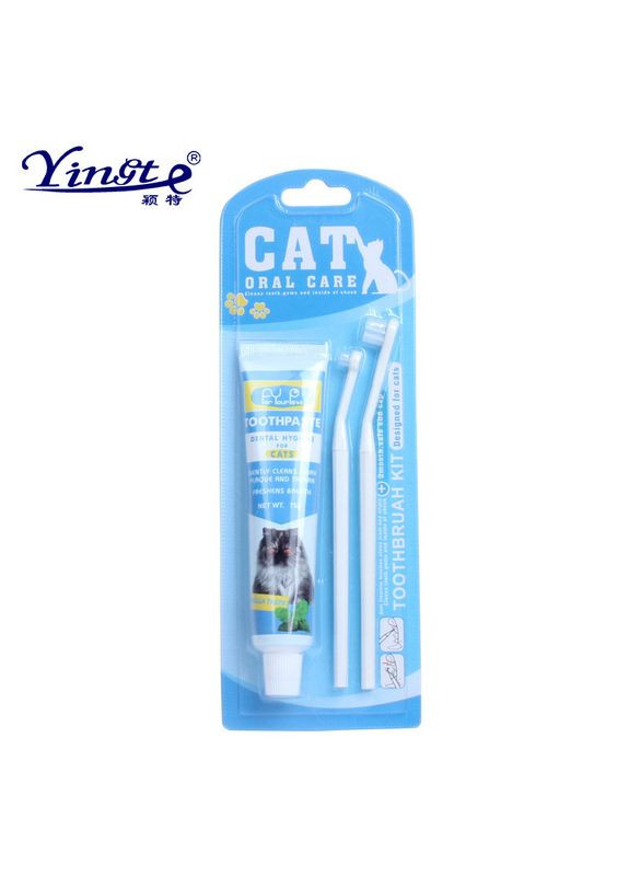Набір для догляду за ротовою порожниною для котів (зубна паста + 2 щітки) No Brand (323231977)