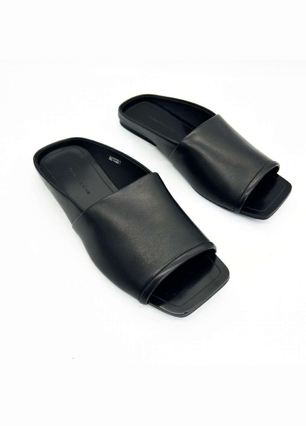 Черные шлепанцы (р) кожа 0-1-1-am-10281 Arees Meniwa