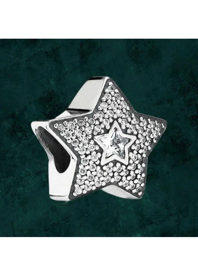 Серебряная бусина "Звезда и паве" Pandora (Пандора) 791384CZ No Brand (376828589)