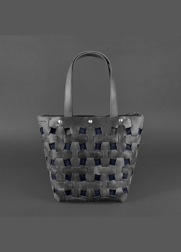 Кожаная женская плетеная сумка Пазл L черная Crazy Horse (A-026666) BlankNote шоппер (327874312)