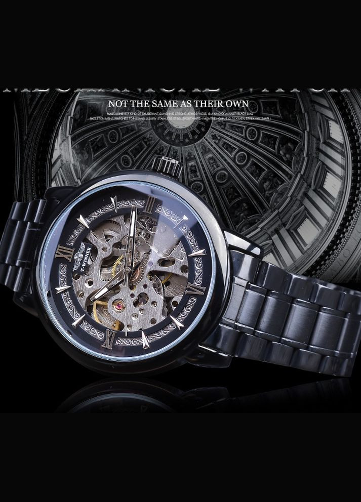 Мужские наручные механические часы Skeleton с открытым механизмом золотой Winner (313865475)