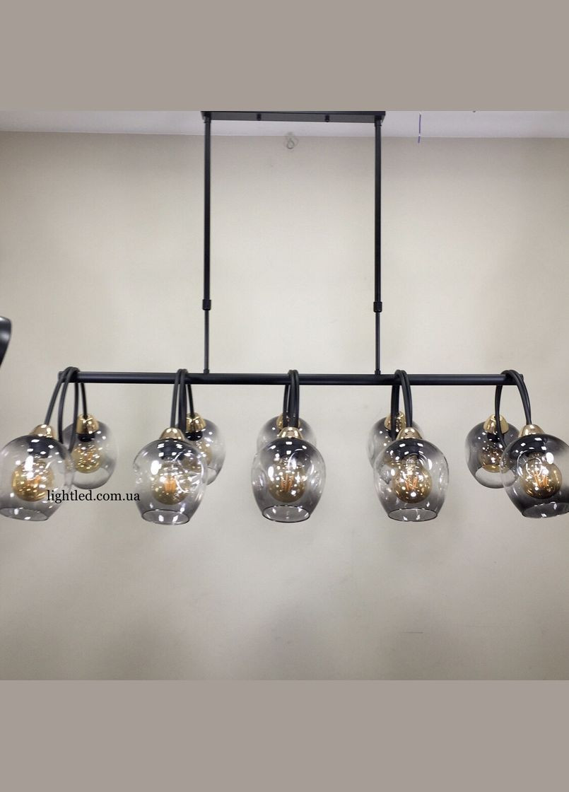 Чорна люстра планка на 10 ламп Molecule (52-L7915-10 BK+BK) No Brand (370069552)