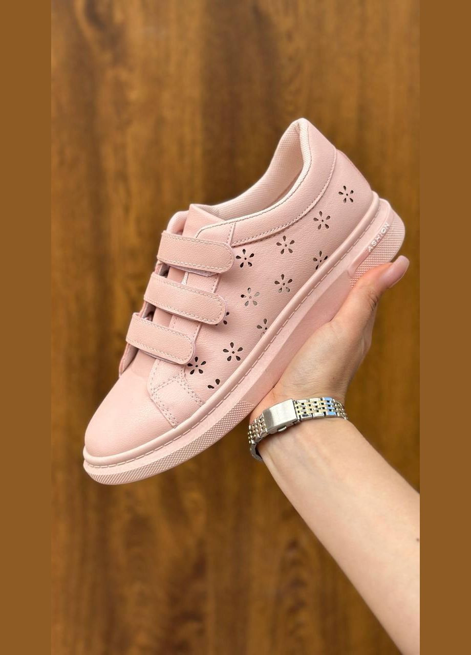 Розовые кеды женские розового цвета на липучках No Brand Кеди жіночі