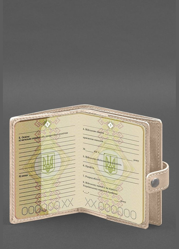 Кожаная обложка-портмоне для военного билета офицера запаса (узкий документ) Светло-бежевый (A-028334) BlankNote (328961438)