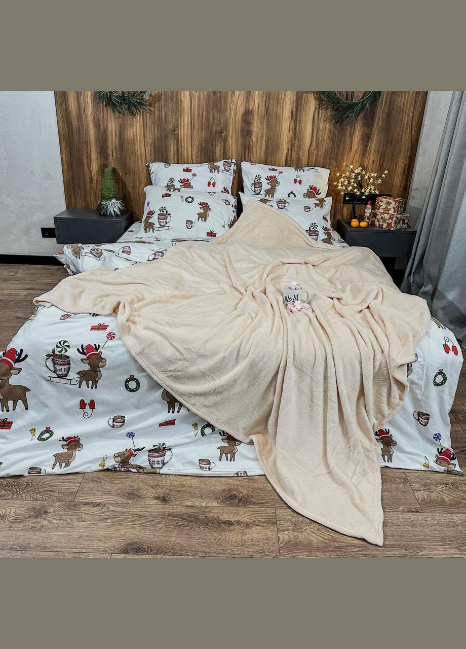 Плед мікрофібра велсофт однотонний євро 200х220 Світлий Бежевий М-lel-003 (М-lel-003-01) No Brand (308754947)