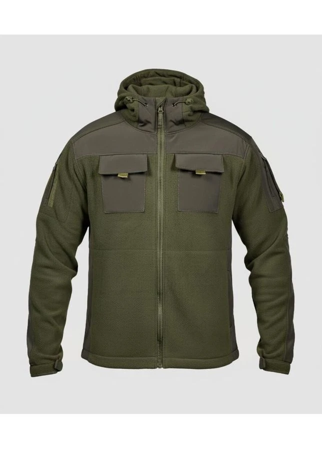 Тактична флісова кофта Polar Softshell Олива чоловіча фліска з кишенями та липучками для шевронів No Brand (364846185)