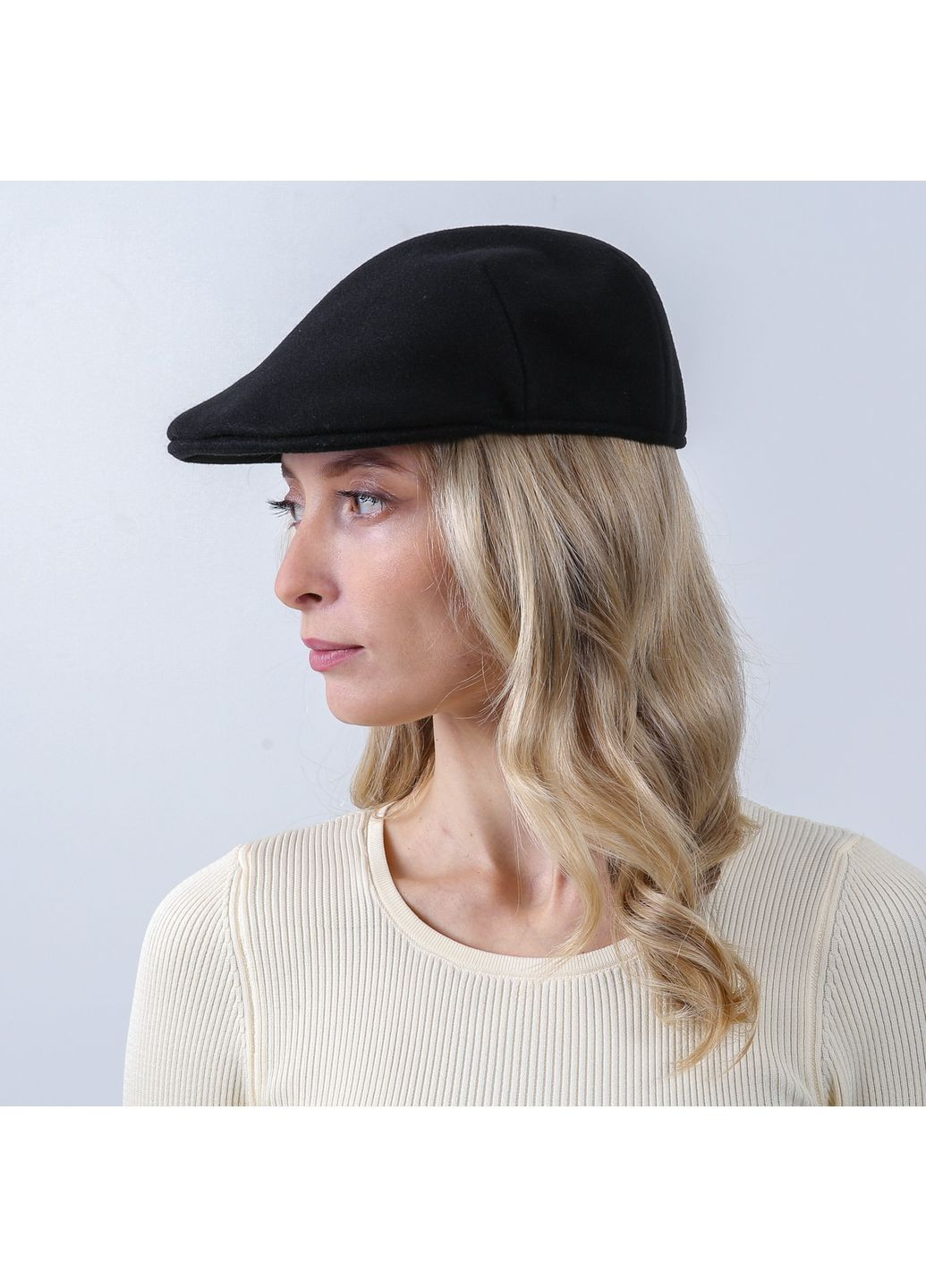 Кепка реглан жіноча кашемір чорна АЛЬФІ LuckyLOOK 925-878 (362556430)