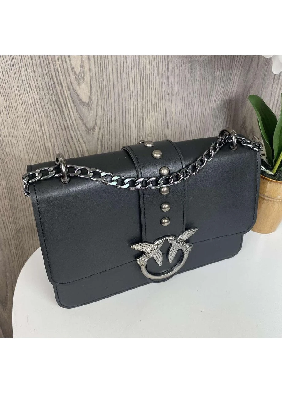 Жіноча міні сумочка клатч Pinko чорна, маленька сумка Пінко пташки MDR No Brand (385867106)