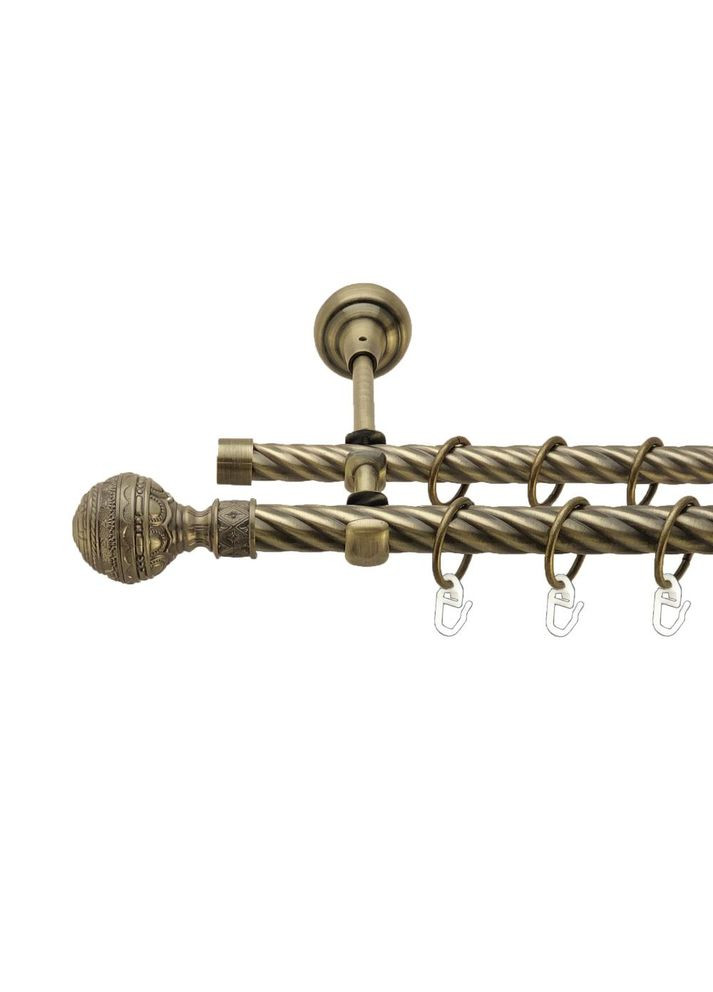 Карниз Арабеска металевий дворядний відкритий скручена труба Антик 19\16 мм 300 см (00-00017408) ORVIT (300286045)