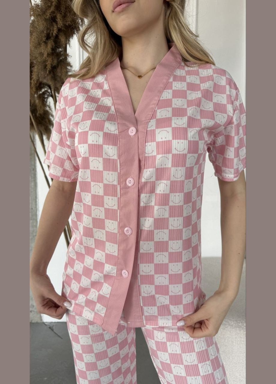 Рожева всесезон жіноча піжама футболка + штани FINO Mode