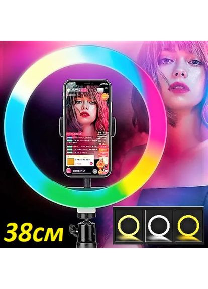 Кольцевая LED лампа RGB MJ38 38см 220V 1 крепл.тел USB+пульт Mosquitall (363831550)
