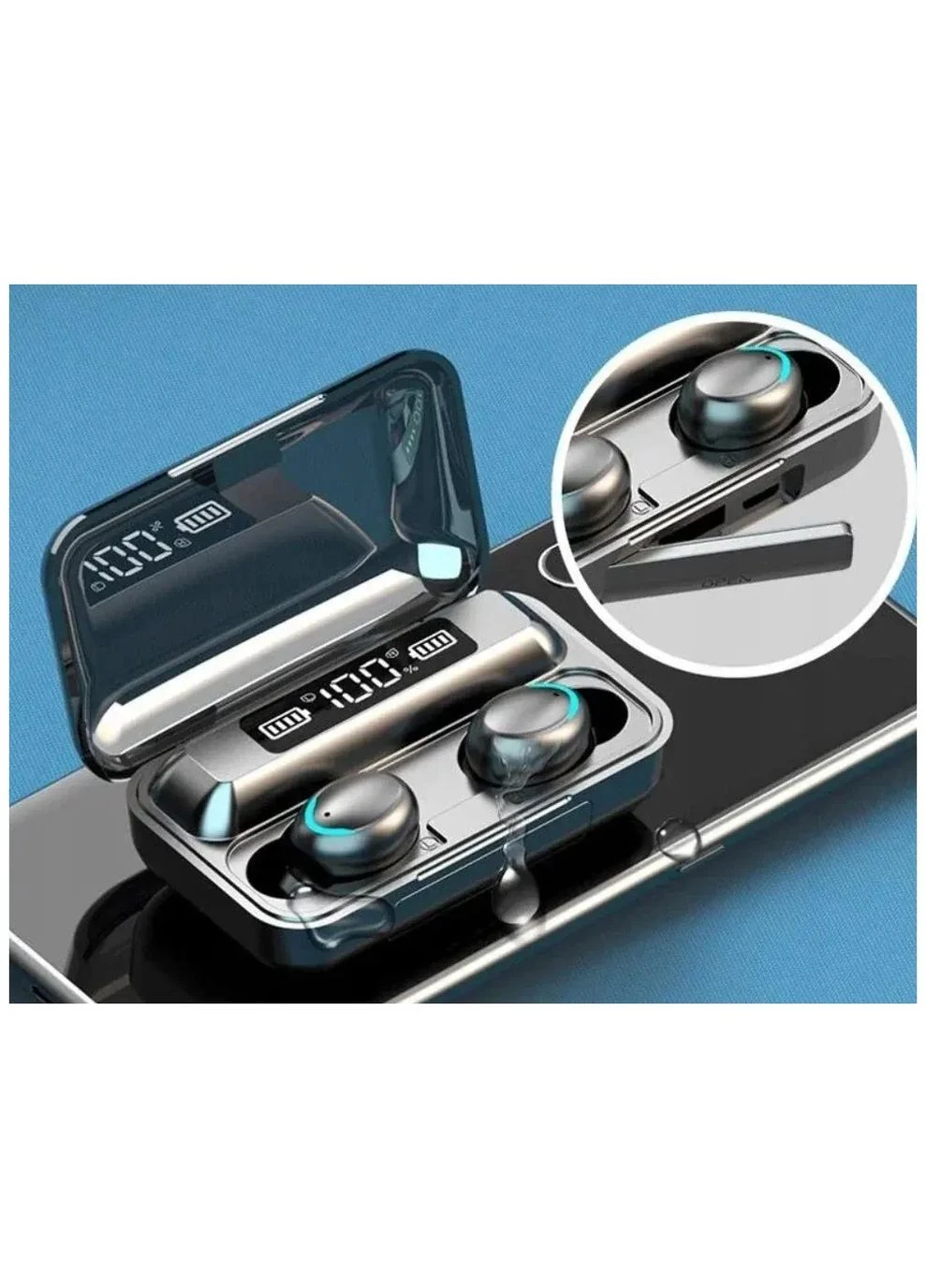 Навушники бездротові F9 TWS V5.0 чорні Bluetooth гарнітура для спорту та музики водонепроникні Golon (379898791)