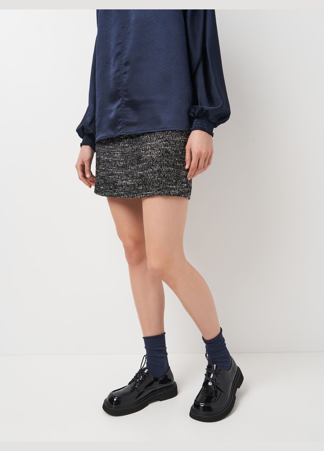 Черно-белая повседневная меланж юбка H&M