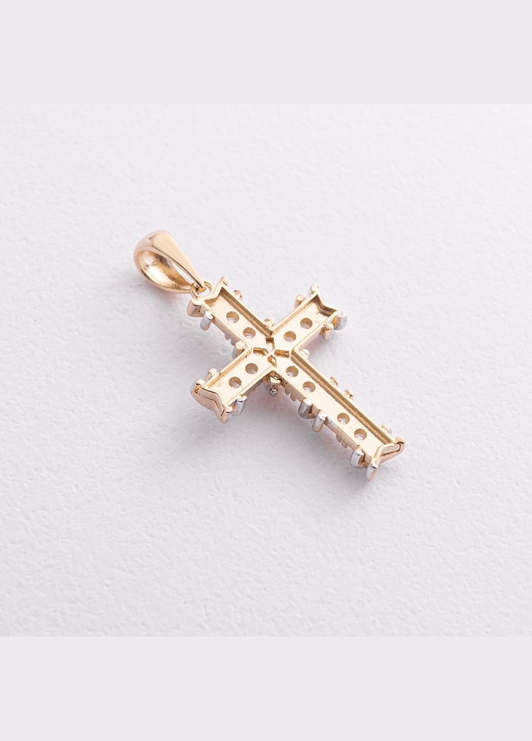 Хрестик з фіанітами (жовте, біле золото) п04048 Oniks (332675115)