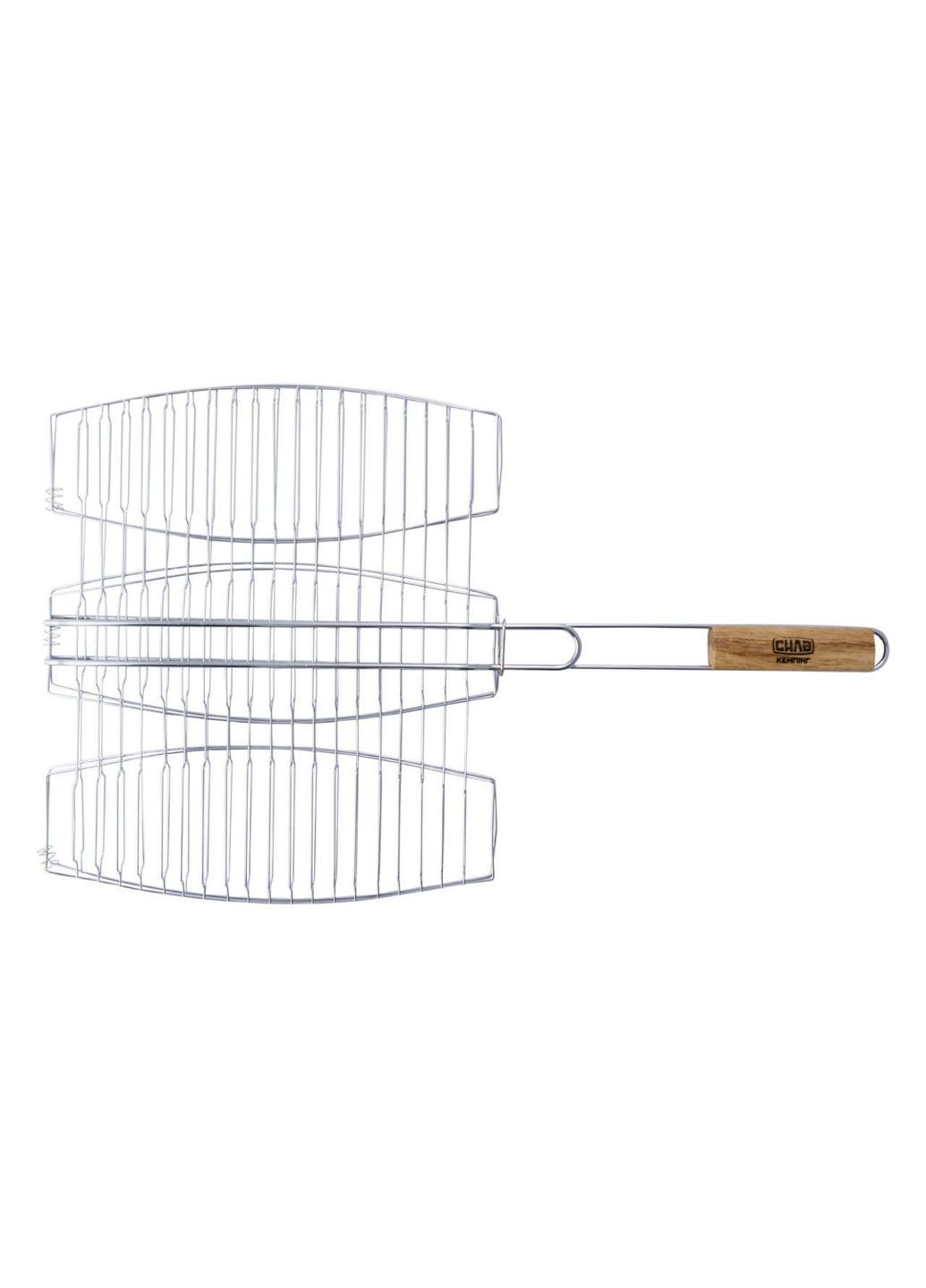 Решетка гриль для рыбы Скаут хромированная 400 x 360 мм с деревянной ручкой Сила (356510602)