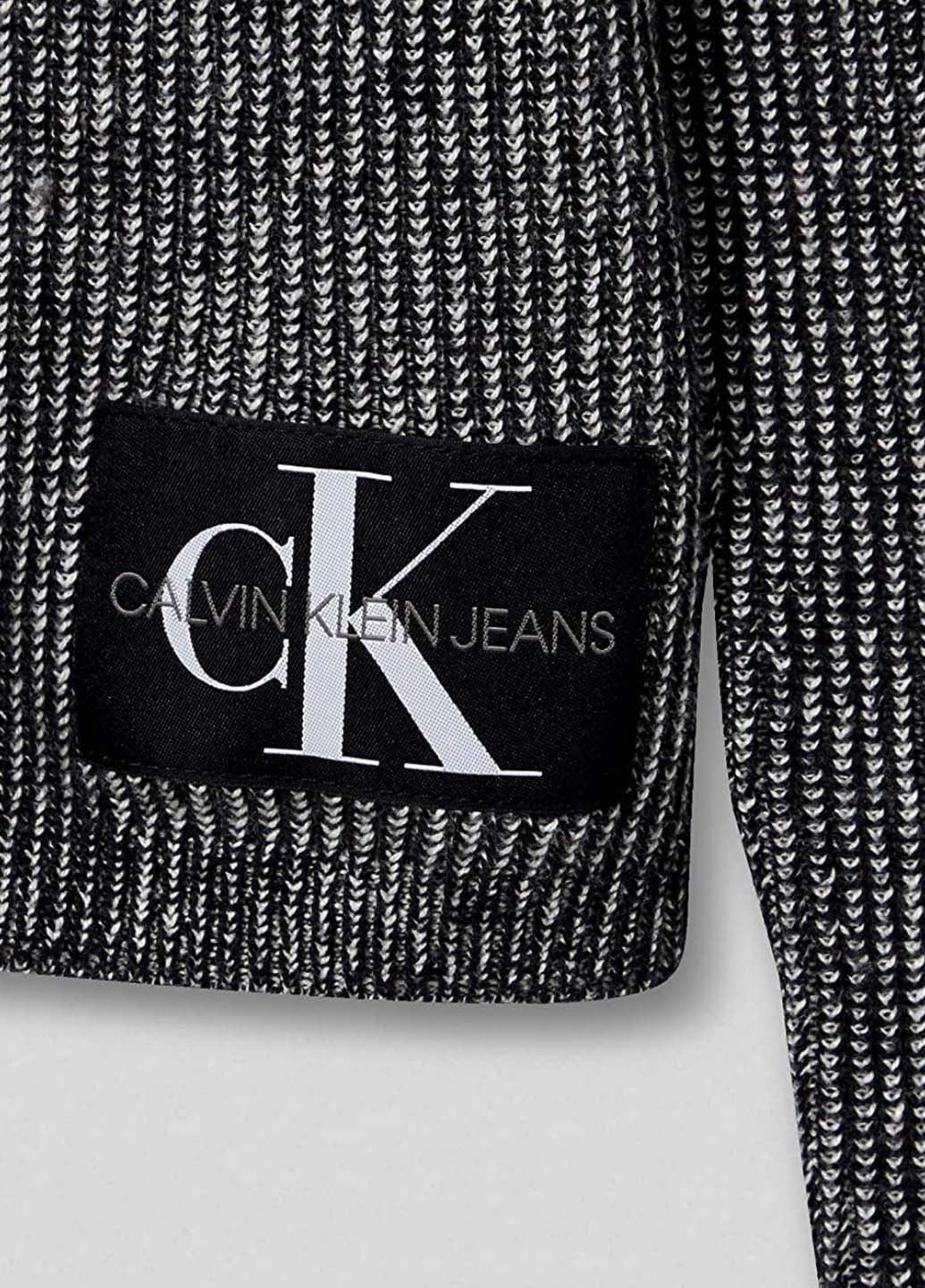 Серый зимний мужской вязаный свитер Calvin Klein Jeans