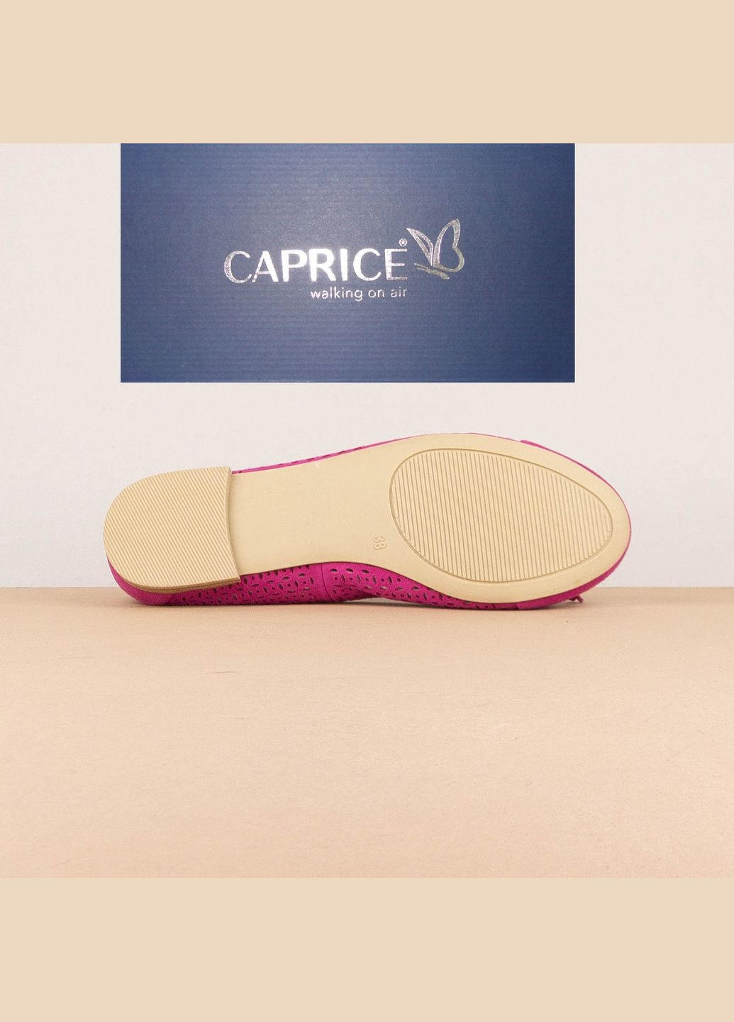Жіночі жіночі перфоровані замшеві балетки рожевого кольору тм, німеччина Caprice | рожеві перфорація натуральна замша (315503053)