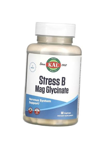 Вітаміни групи В з Магнієм від стресу, Stress B Mag Glycinate, 60вегкапс (36424047) KAL (367108396)