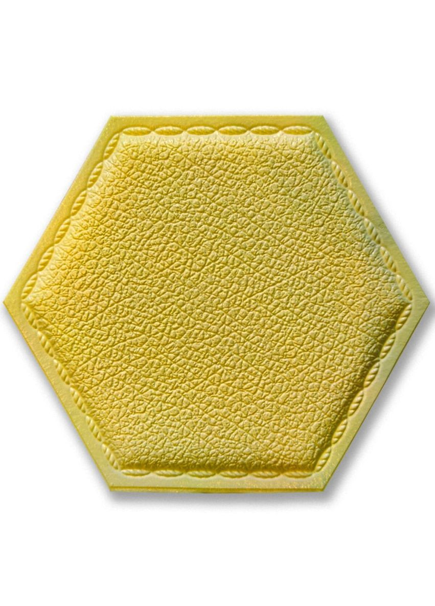 Декоративний самоклеючий шестикутник під шкіру темножовтий 200x230мм (1101) SW-00000741 Sticker Wall (278314675)