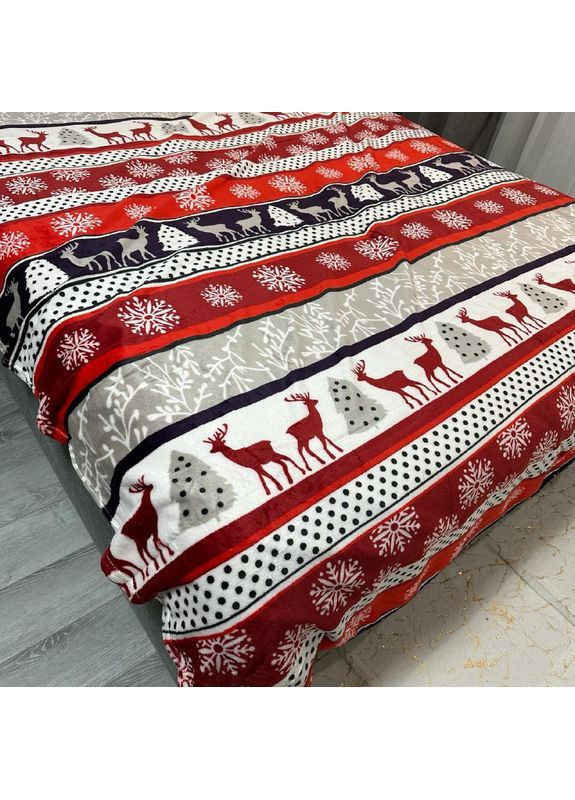 Новорічний Плед-Покривало сірого кольору з малюнком, Євро 200x220 см. No Brand (365749773)