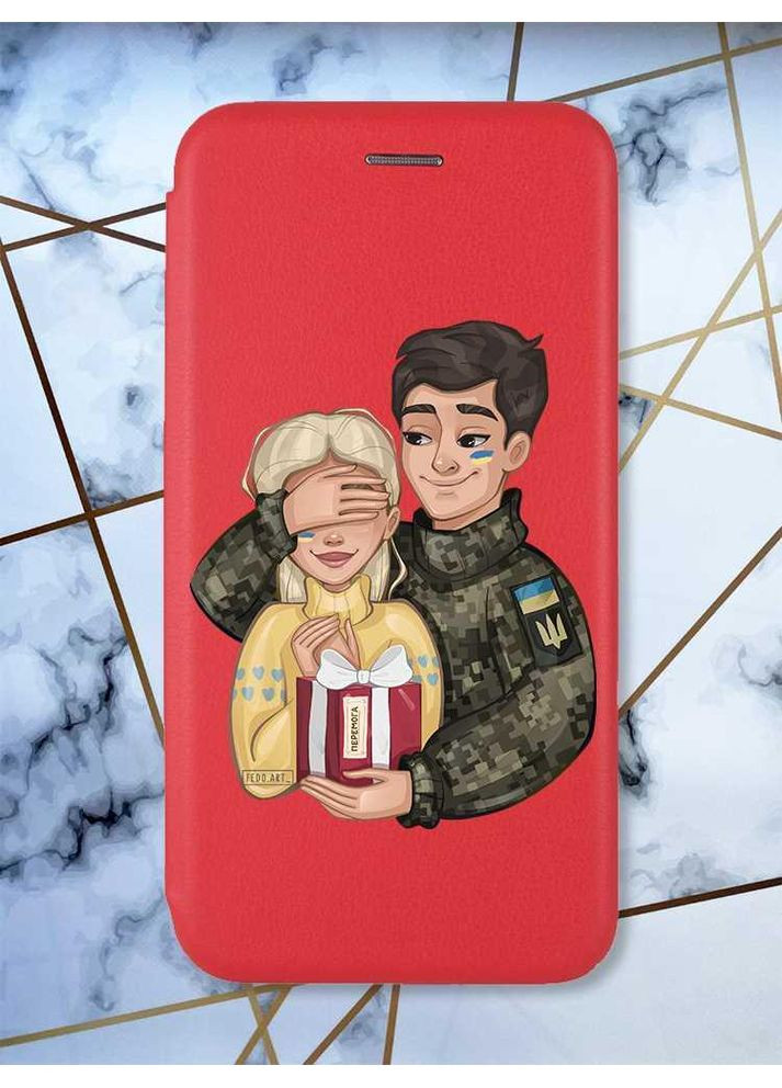 Чехол-книжка красный с рисунком на Xiaomi Redmi Note 14 4G Подарок Победа (принт 178) Creative (364688209)