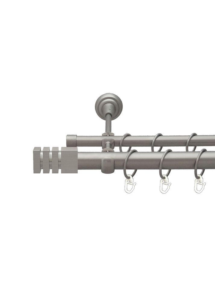 Карниз Акорда металевий дворядний відкритий гладка труба Сатин 25\16 мм 200 см (00-00026078) ORVIT (300844084)